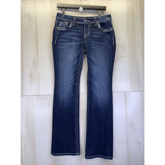 Miss Me Je579EL Easy Boot Cut Stretch Denim Embellished Jeans Womens 27-9553 - Picture 1 of 12